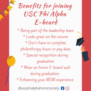 Benefits of Joining USC Phi Alpha E-Board
